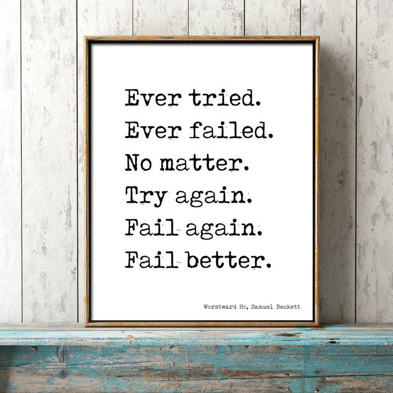 Samuel Beckett Try Again Quote Print Downloadable Printable Wall Art