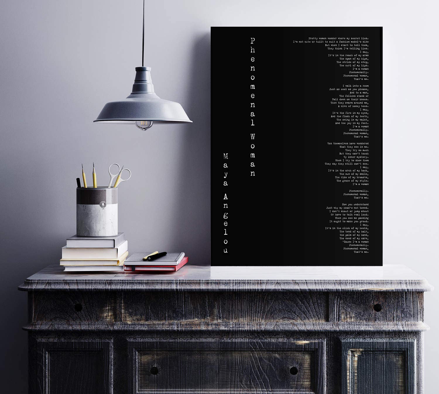Maya Angelou Poem Print – “Phenomenal Woman” Full Text Literary Wall Art