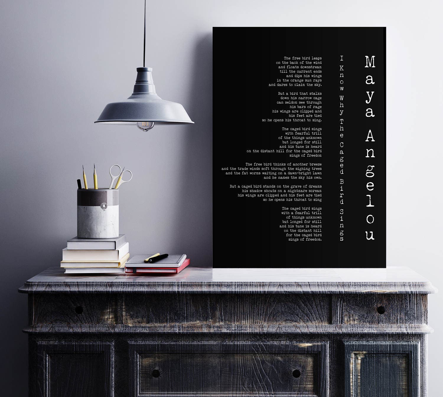 Maya Angelou Poem Print – “I Know Why the Caged Bird Sings” Literary Wall Art