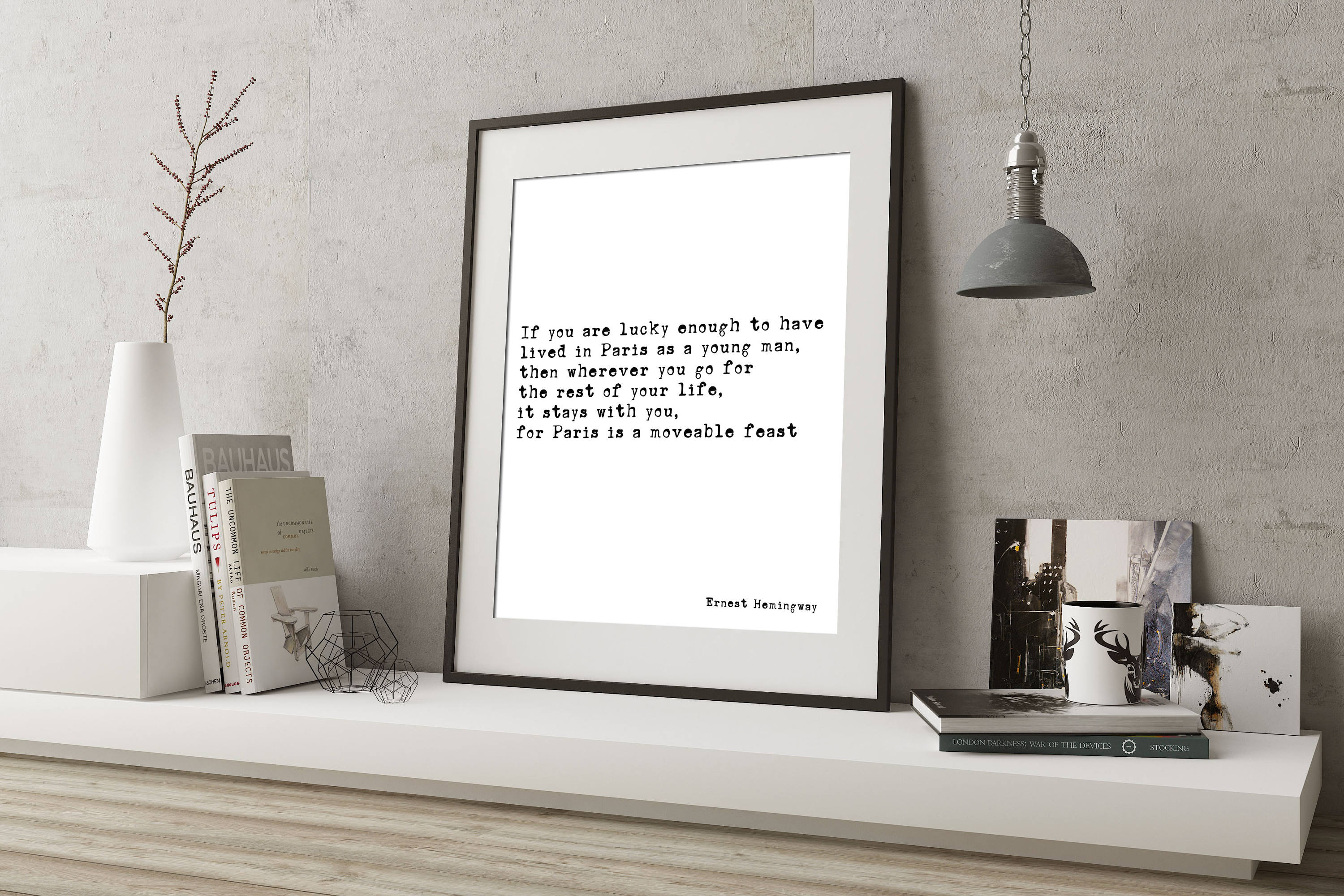 Ernest Hemingway Wall Art Print – “Paris Is a Moveable Feast” Literary Poster