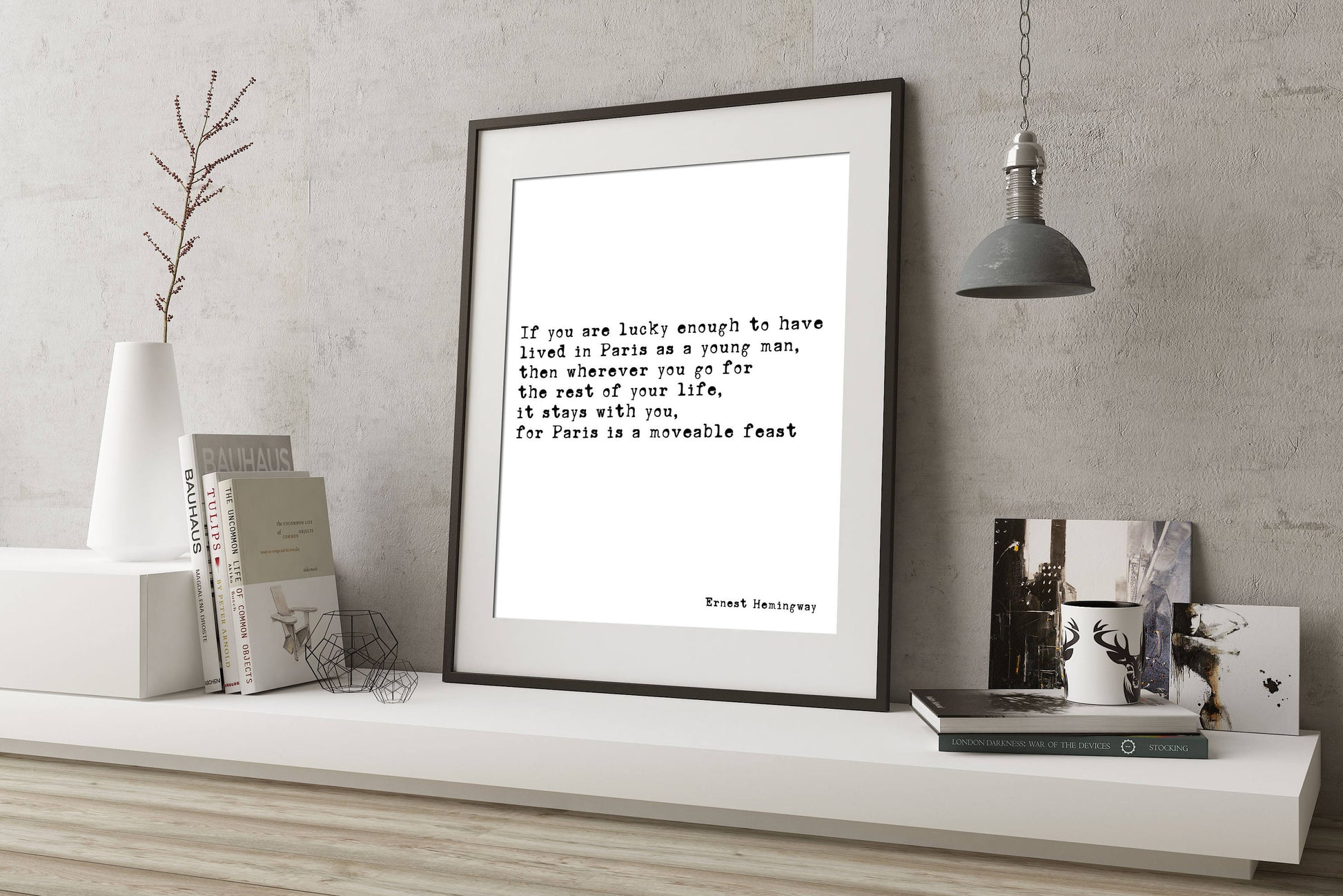 Ernest Hemingway Wall Art Print – “Paris Is a Moveable Feast” Literary Poster