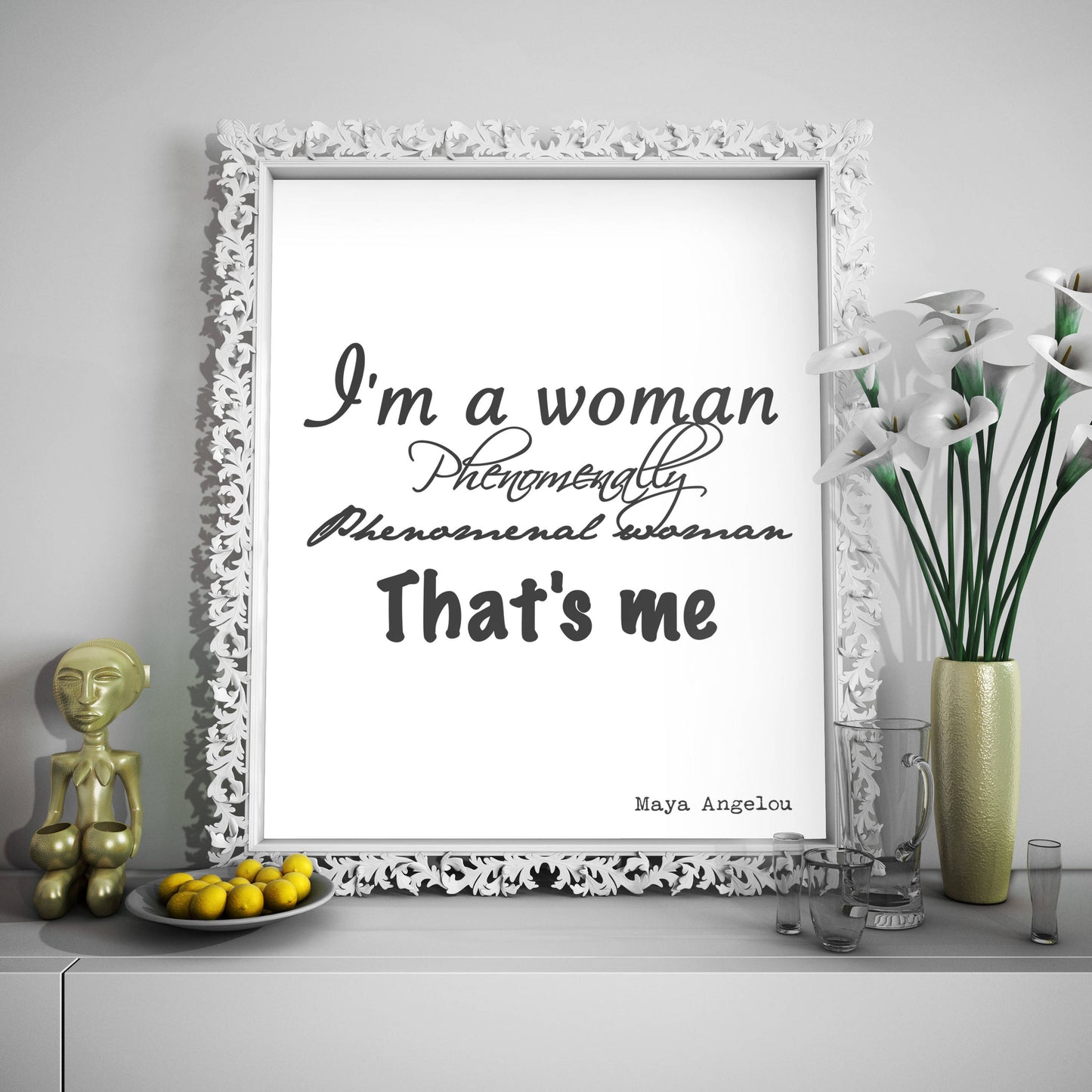 Maya Angelou Quote Print – “Phenomenal Woman” Literary Wall Art