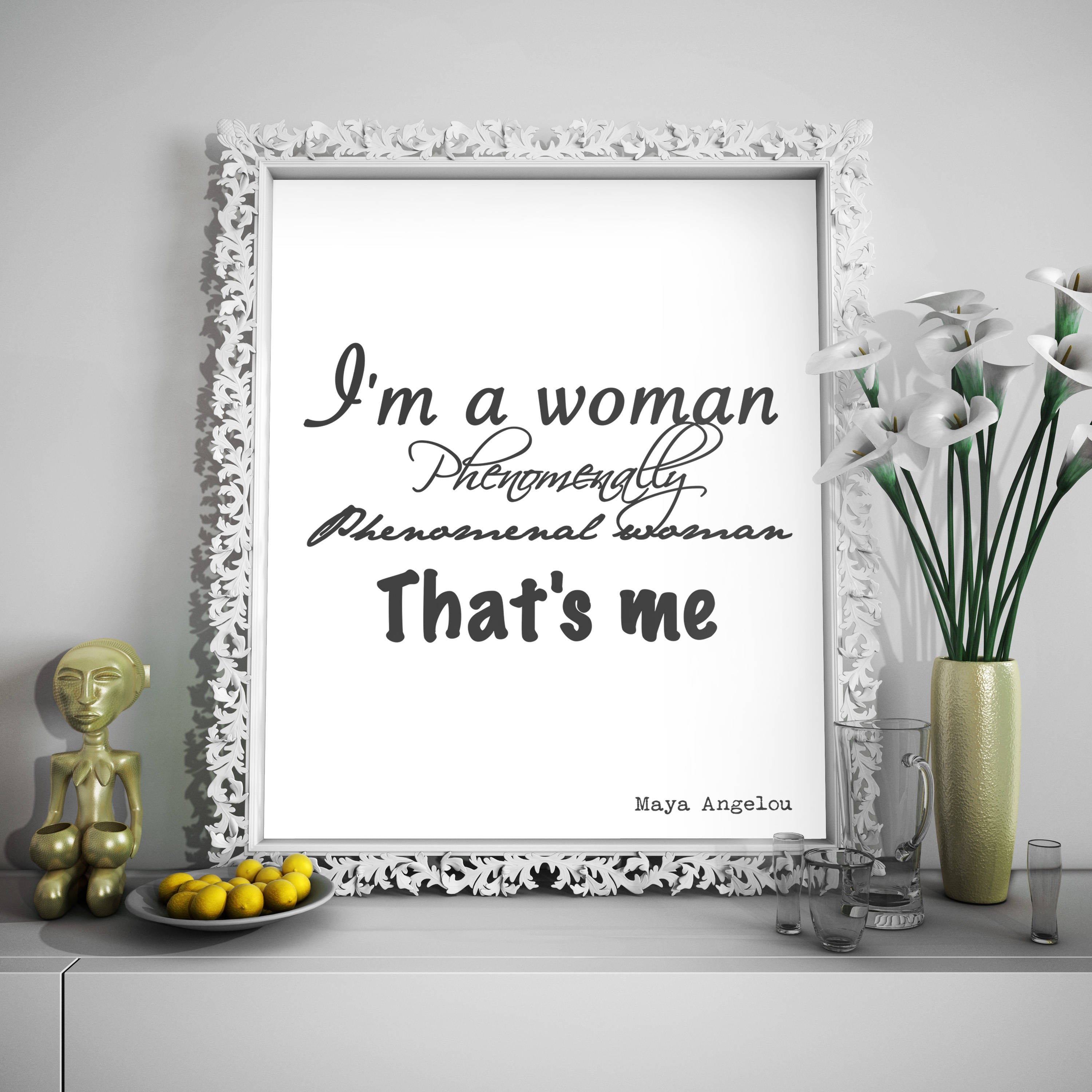Maya Angelou Quote Print – “Phenomenal Woman” Literary Wall Art