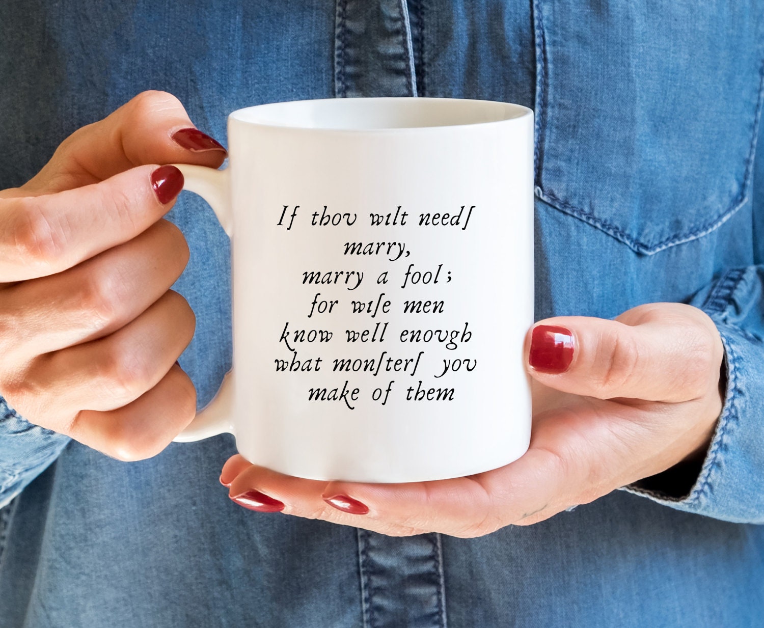 Shakespeare Marriage Quote Mug, Hamlet Coffee Cup, Marry a Fool Literary Humor Mug, Funny Gift for Book Lovers, English Teacher Gift