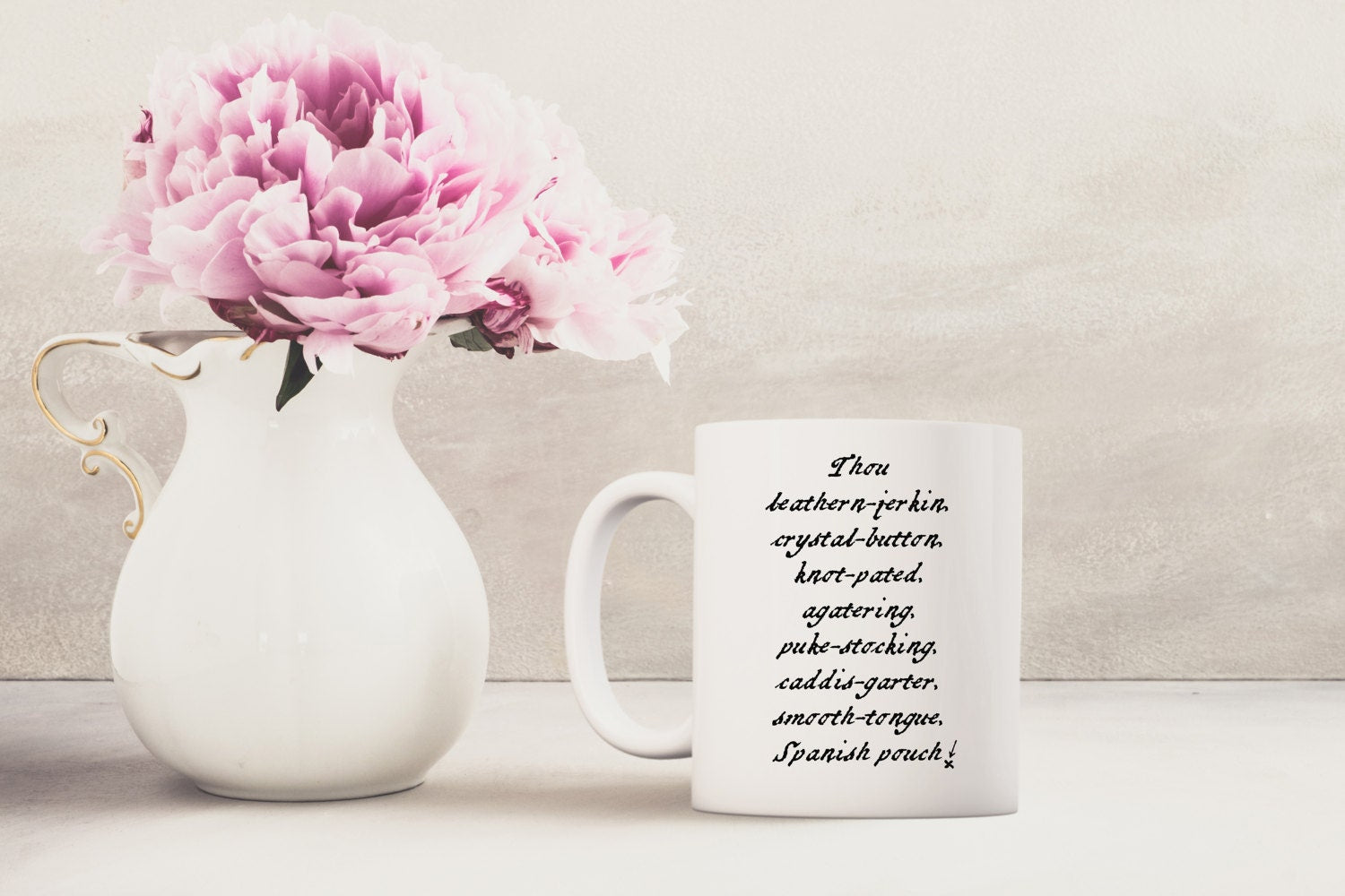 Shakespeare Insult Mug, Thou Leather Jerkin Crystal Button Mug, Henry IV Part I Quote, Funny Literary Coffee Cup, Book Lover or Teacher Gift