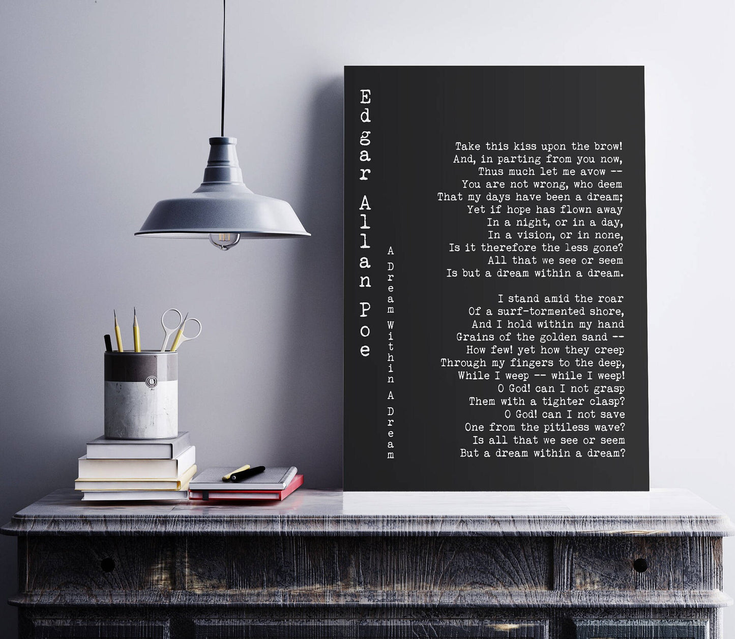 Edgar Allan Poe A Dream Within a Dream Quote Print, Classic Poetry Wall Art