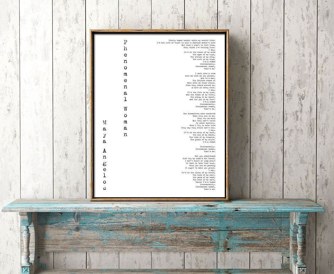 Maya Angelou Poem Print – “Phenomenal Woman” Full Text Literary Wall Art