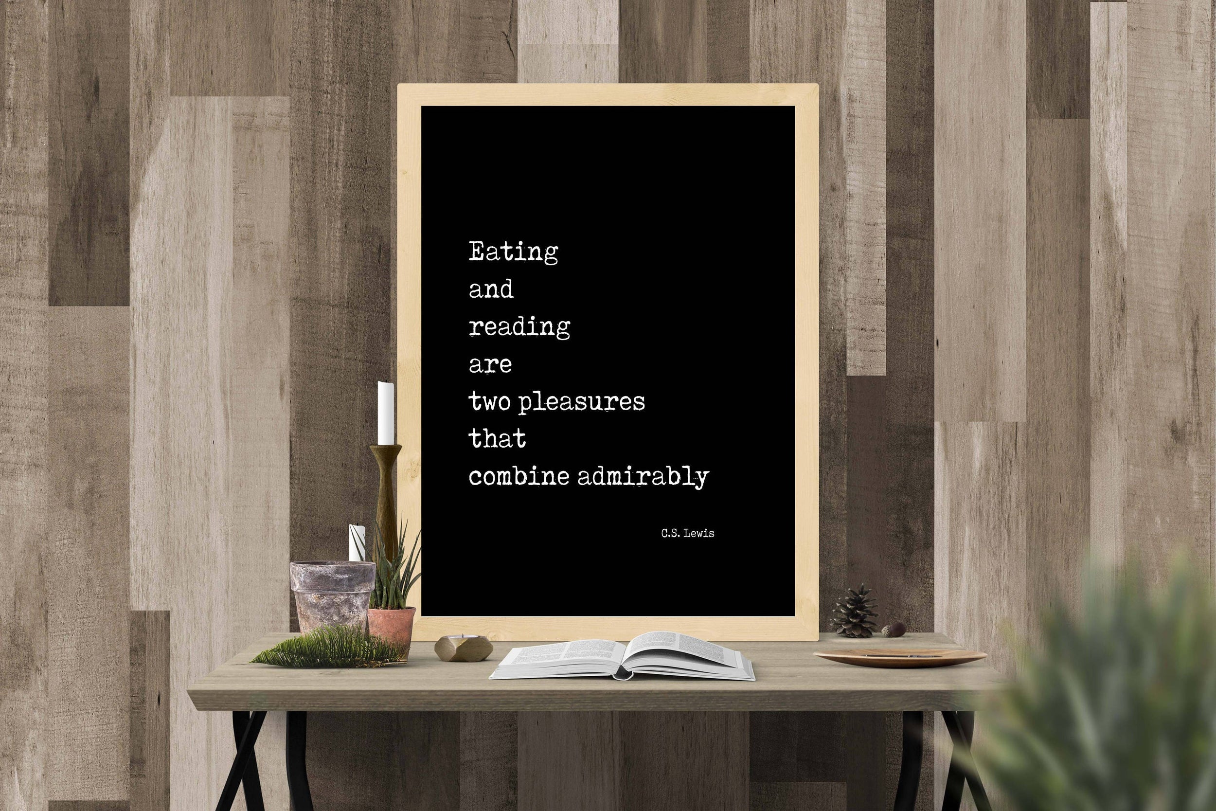 CS Lewis Quote Print – Eating and Reading Book Cafe Wall Art Framed or Unframed