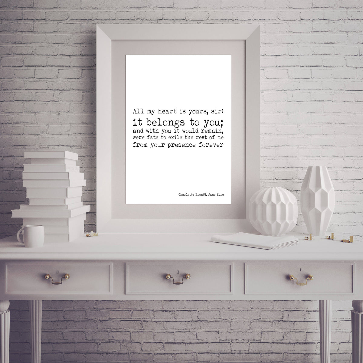 Jane Eyre Love Quote Print – It Belongs to You – Charlotte Brontë Literary Wall Art, Romantic Book Page Style