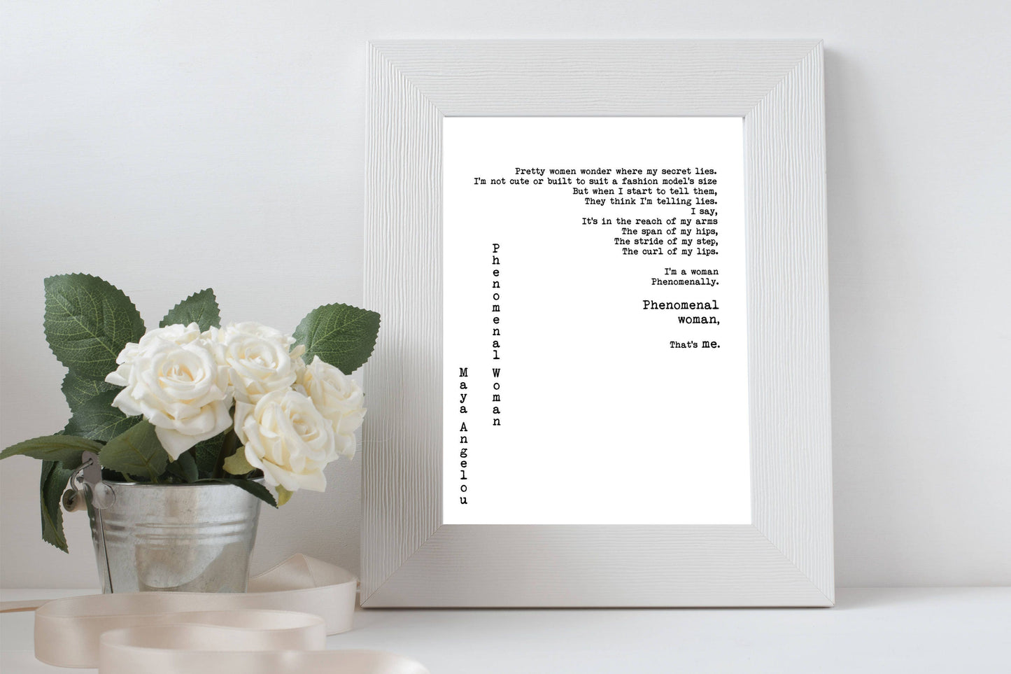 Maya Angelou Quote Print – “Phenomenal Woman” Excerpt, Literary Wall Art in Typewriter Style