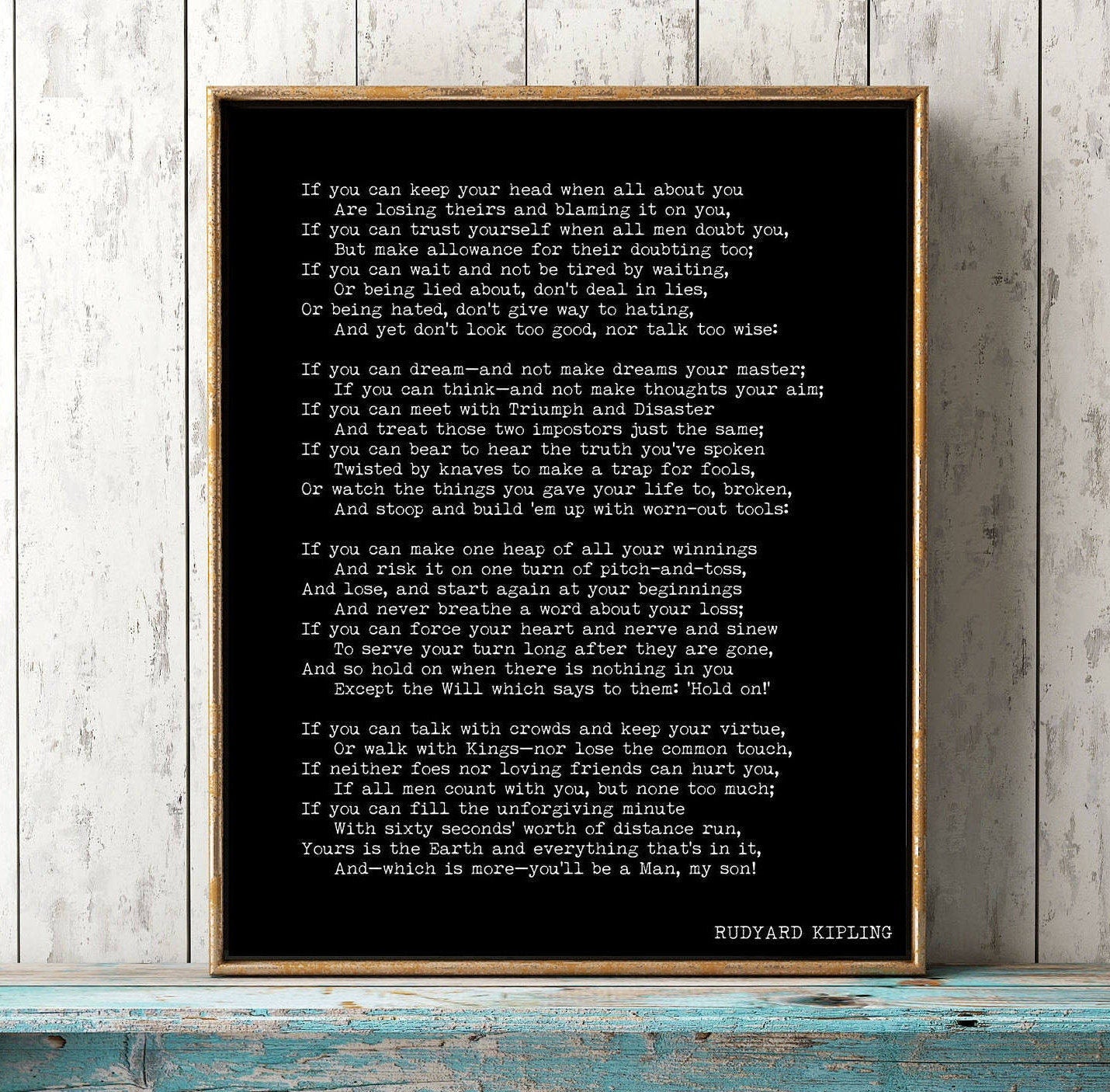If Poem Art Print, Rudyard Kipling Poem