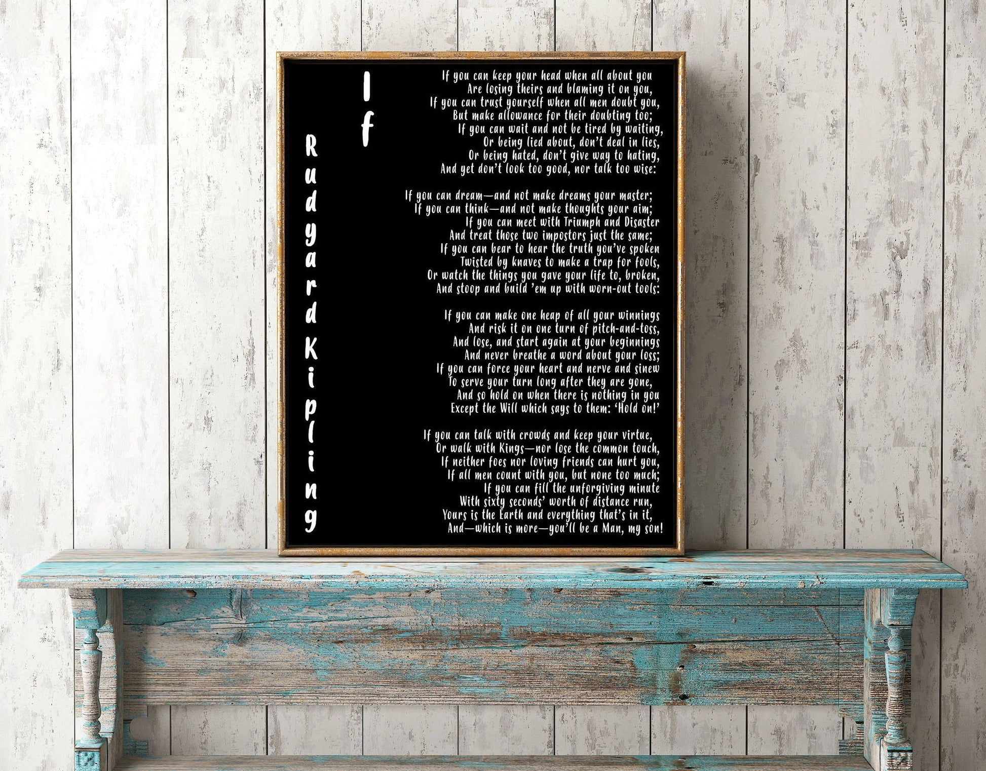 Rudyard Kipling Poem Print – “If” Inspirational Literary Wall Art, Classic Typewriter Style