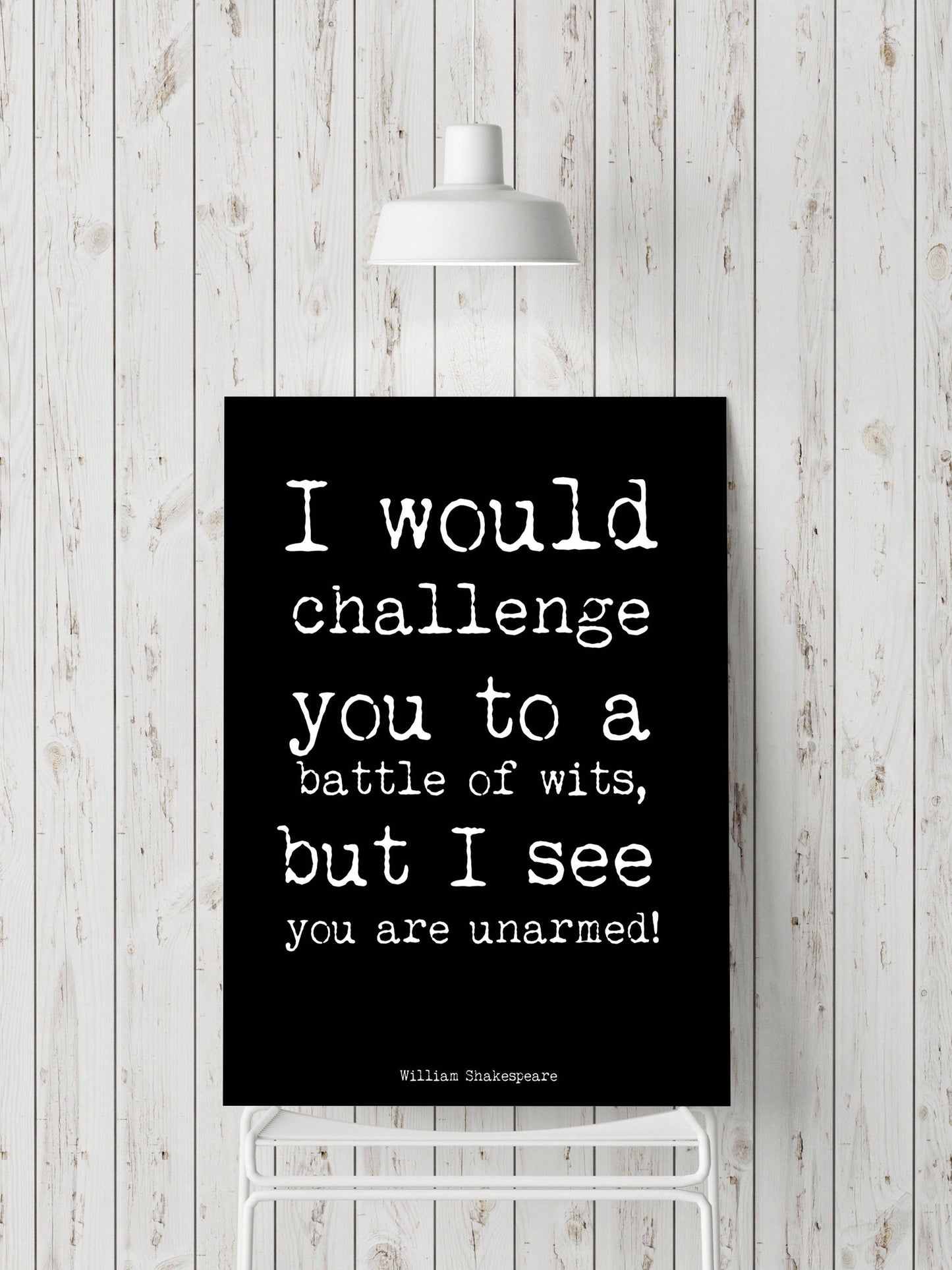 Funny Shakespeare Quote Print – Battle of Wits – Black and White Literary Wall Art