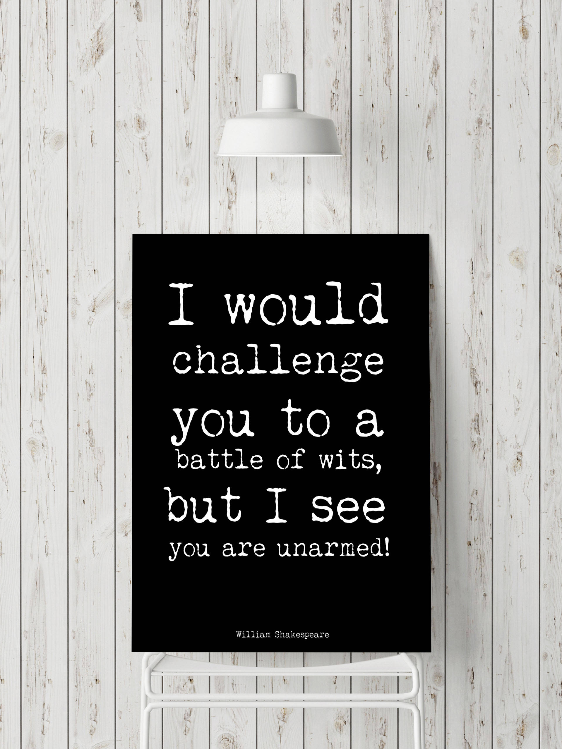 Funny Shakespeare Quote Print – Battle of Wits – Black and White Literary Wall Art