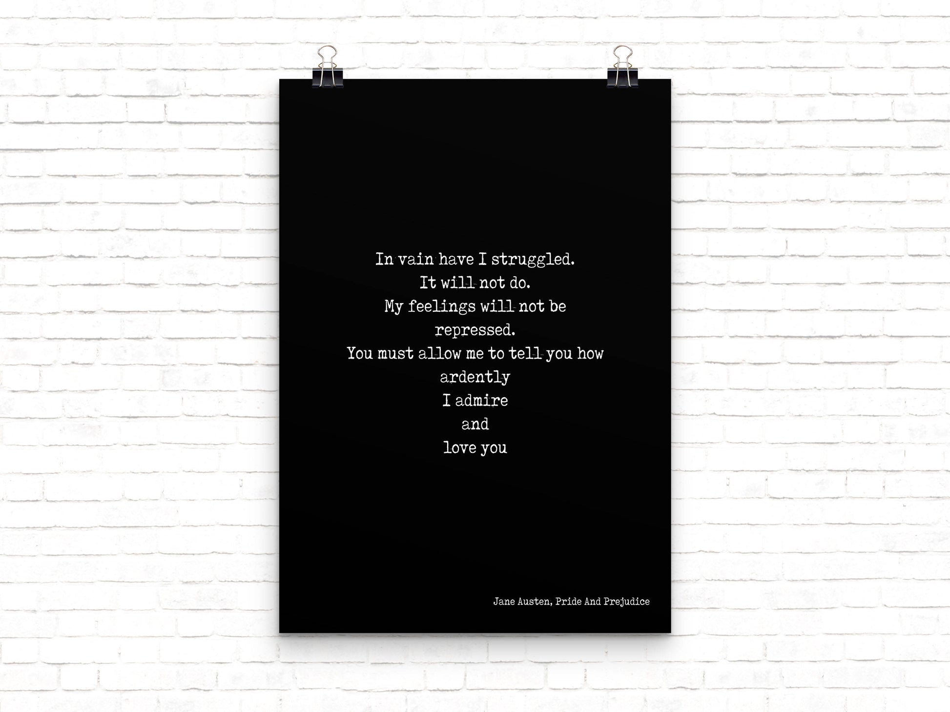 Pride and Prejudice Print, Mr. Darcy Love Quote