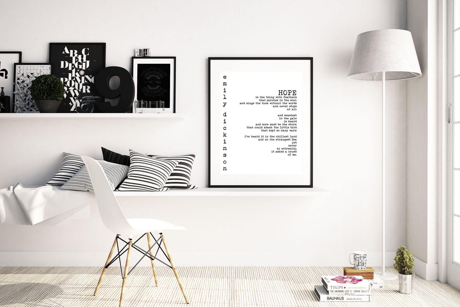 Emily Dickinson Poem Print – “Hope is the Thing with Feathers” Inspirational Poetry Wall Art, Literary Quote Poster