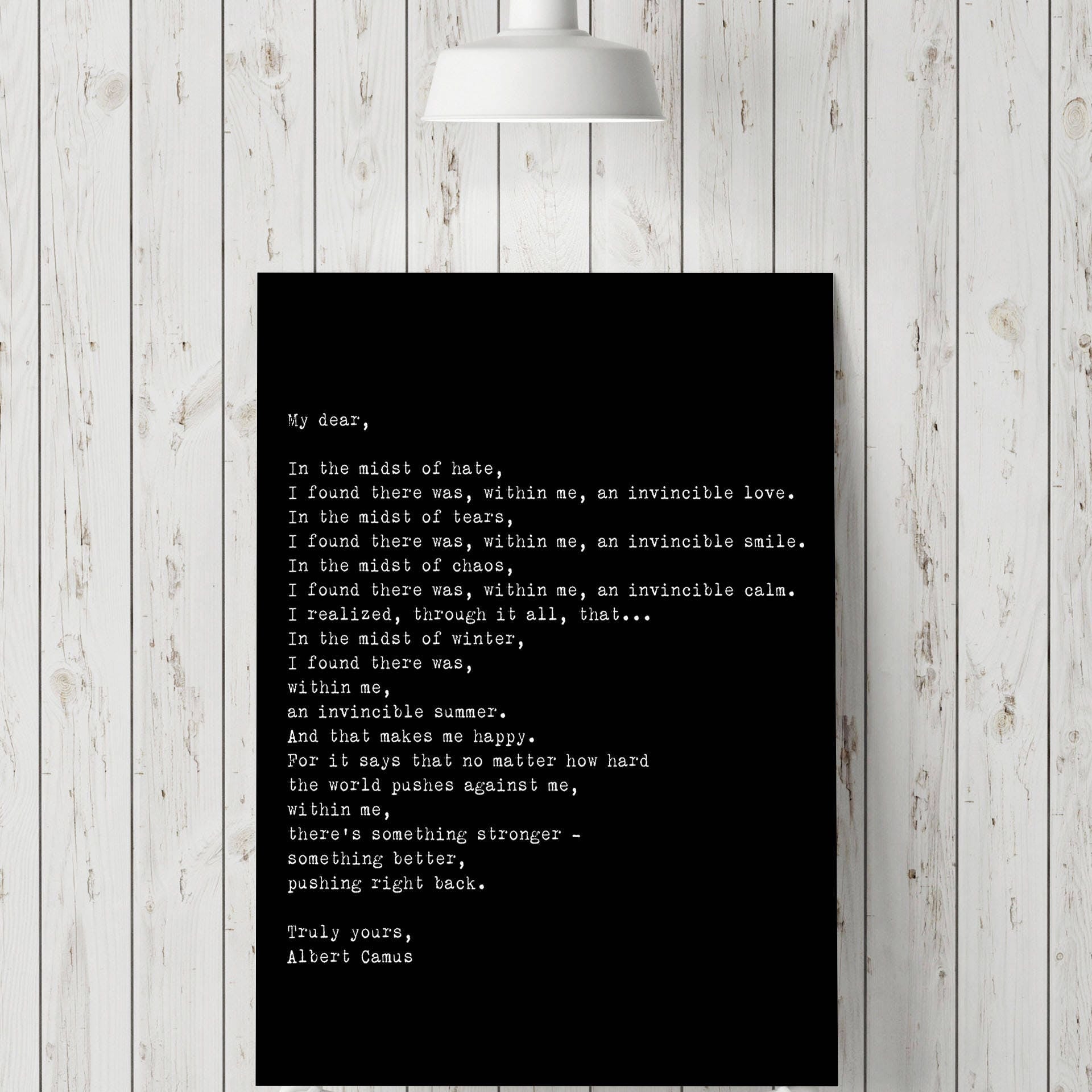Albert Camus Invincible Summer Wall Art Print, Black & White Art