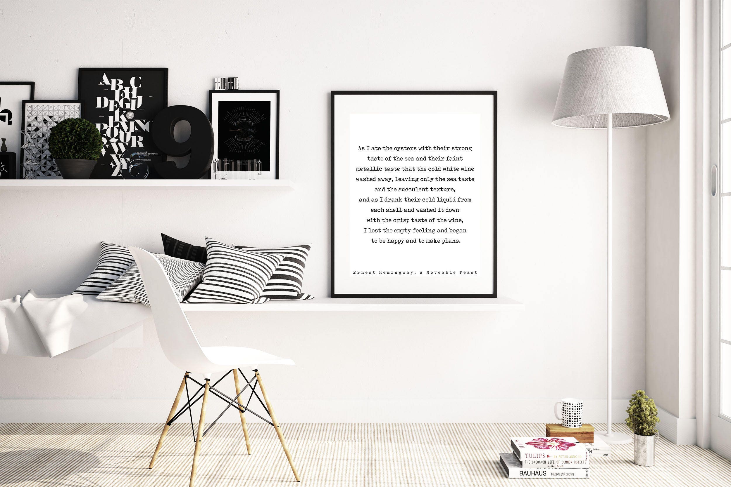 Ernest Hemingway Quote Print, Oyster & Wine Quotes Poster Art - A Moveable Feast Book