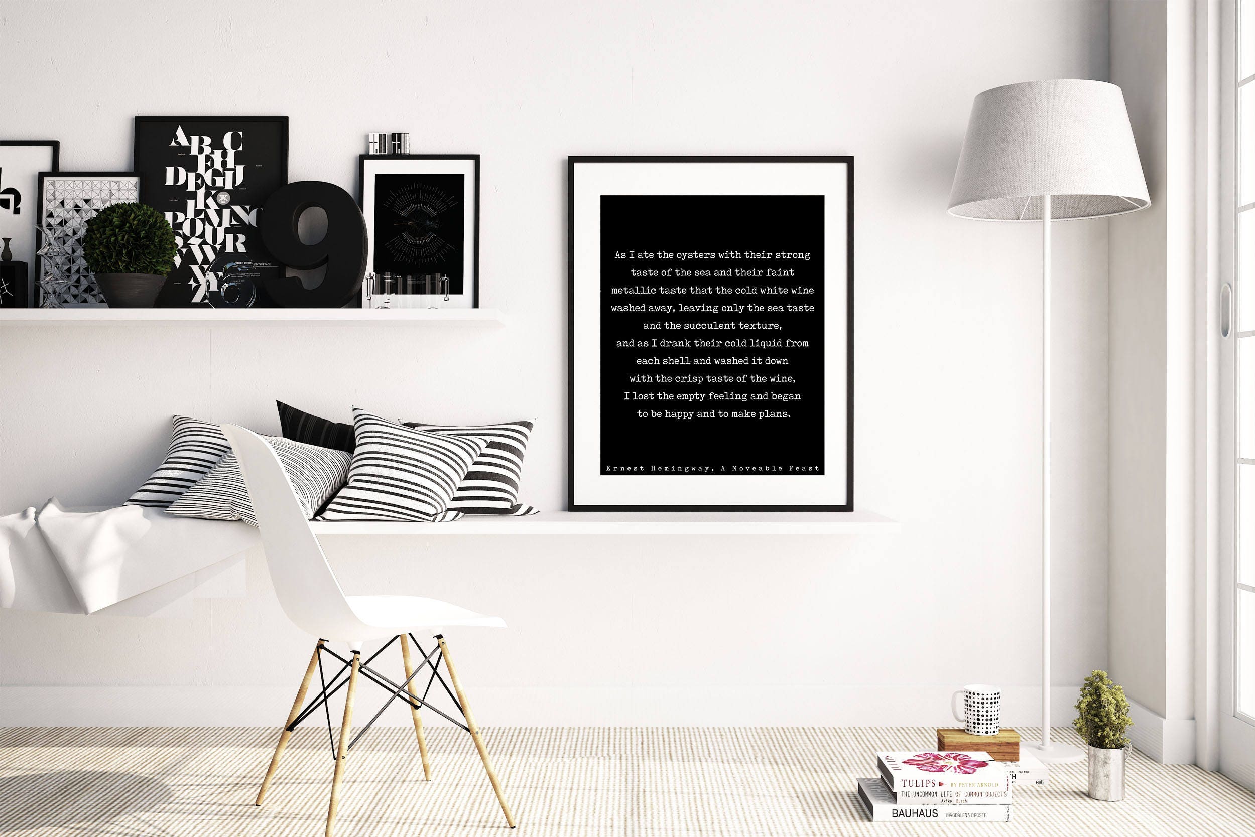 Ernest Hemingway Quote Print, Oyster & Wine Quotes Poster Art - A Moveable Feast Book