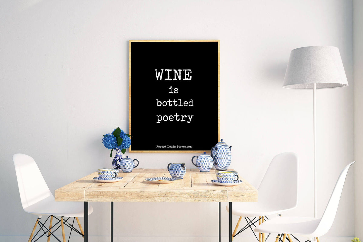 Robert Louis Stevenson Quote Print, Wine Kitchen and Dining Room Wall Art
