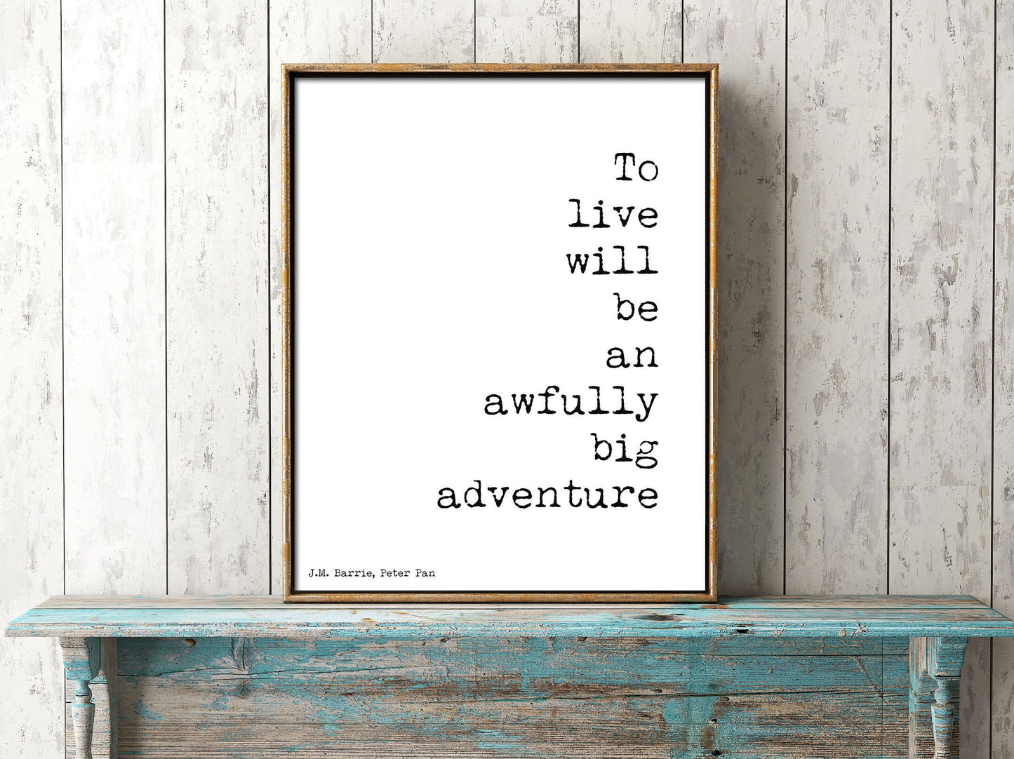 Peter Pan Quote Print – To Live Will Be an Awfully Big Adventure – JM Barrie Literary Poster, Unframed Wall Art