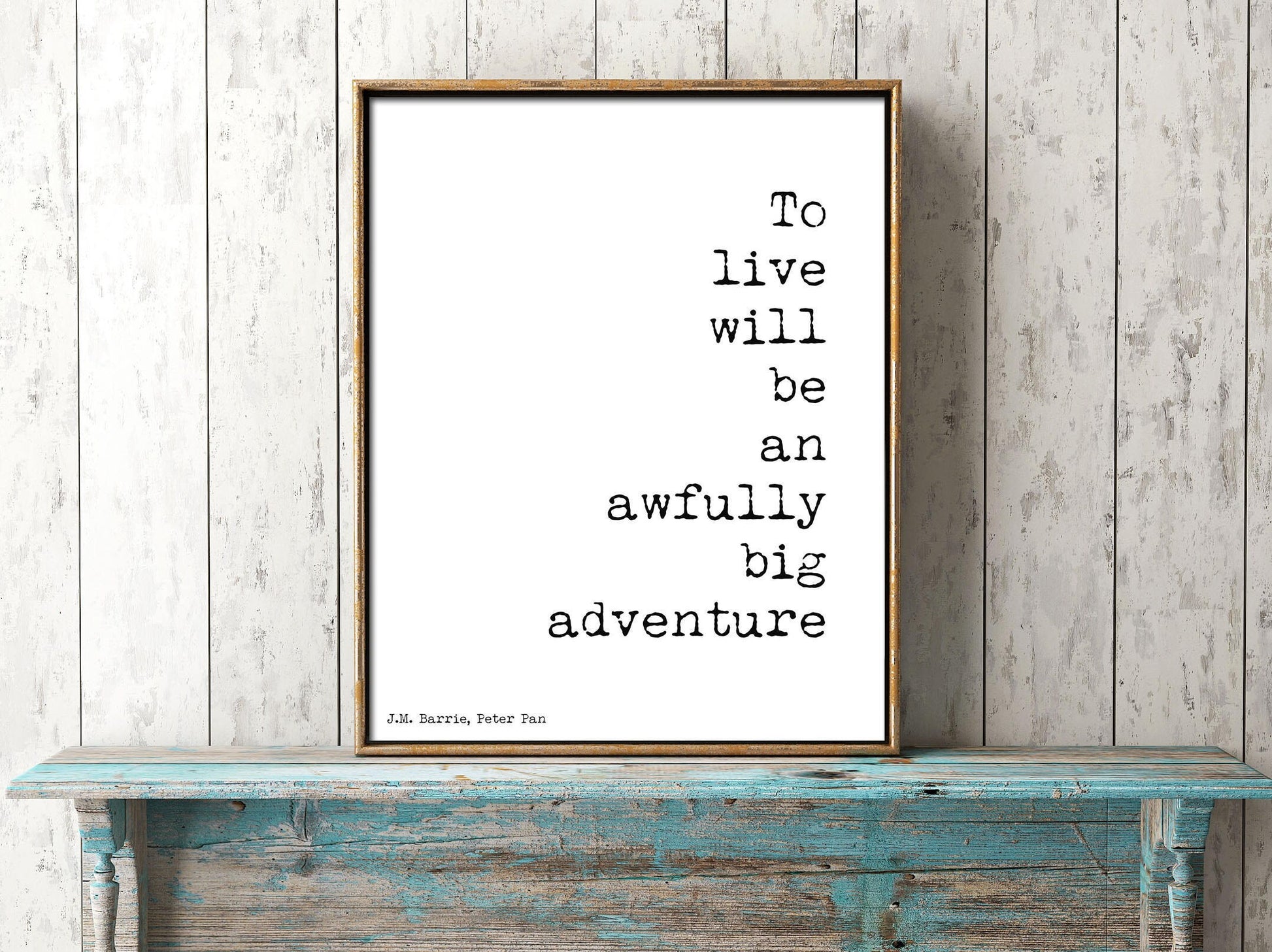 Peter Pan Quote Print – To Live Will Be an Awfully Big Adventure – JM Barrie Literary Poster, Unframed Wall Art