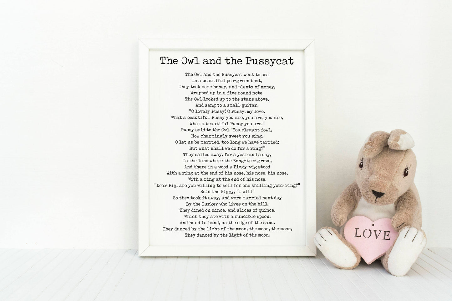 The Owl Pussycat Print – Edward Lear Poem Wall Art, Literary Nursery Decor