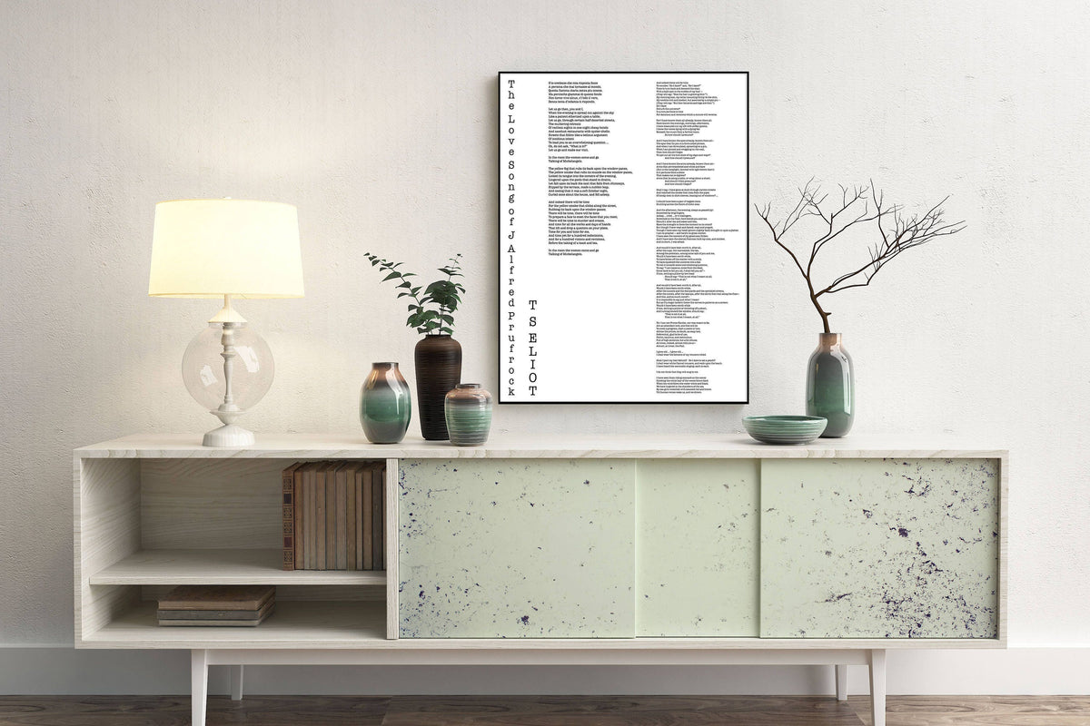 T.S. Eliot Love Song of J. Alfred Prufrock Wall Art Print, Poetry Quote Art Typography Poem Print