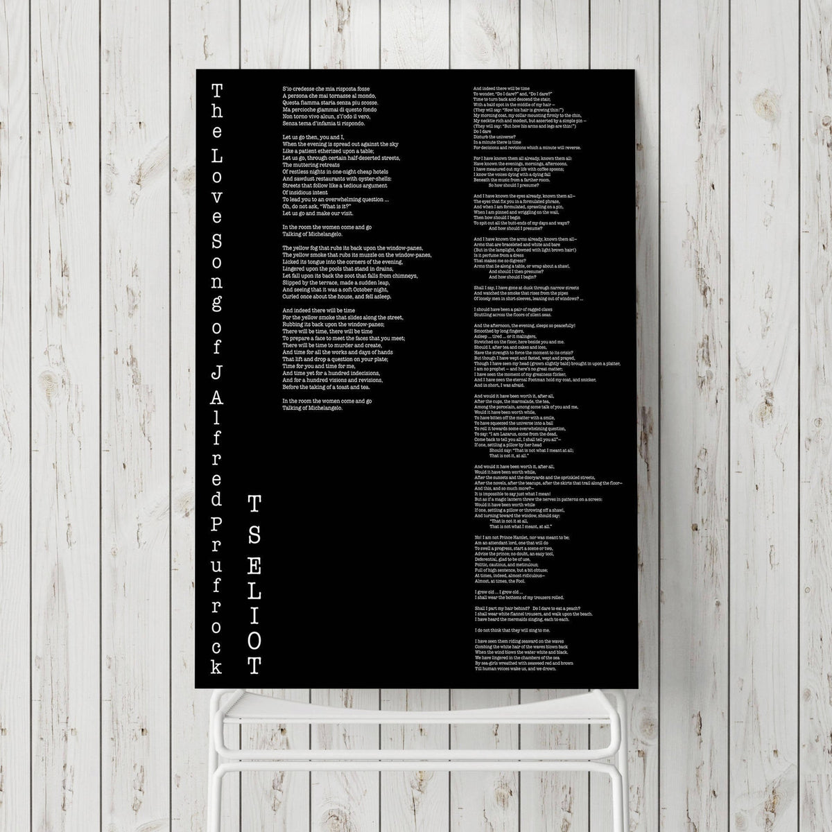 T.S. Eliot Love Song of J. Alfred Prufrock Wall Art Print, Poetry Quote Art Typography Poem Print