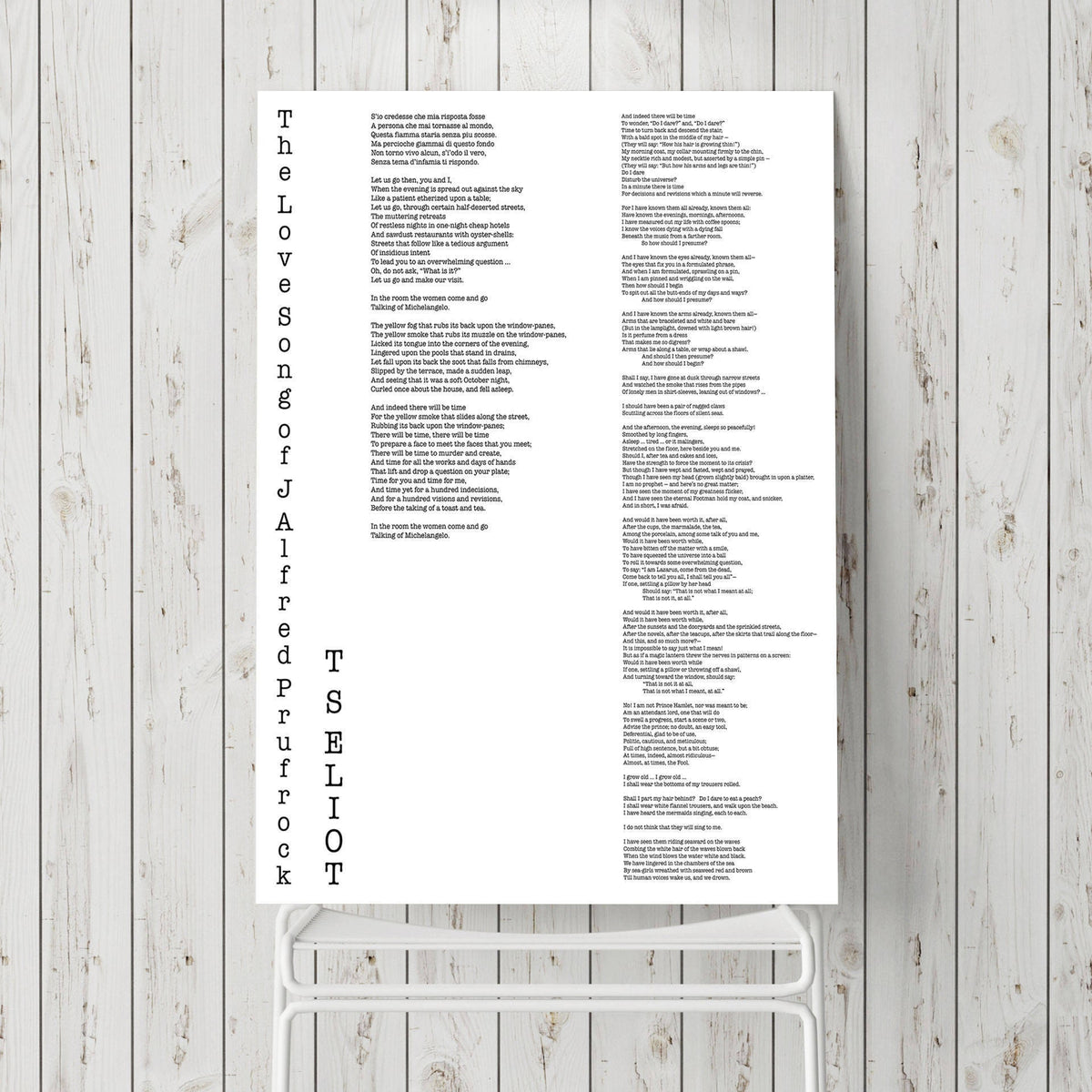 T.S. Eliot Poem Wall Art The Love Song of J Alfred Prufrock