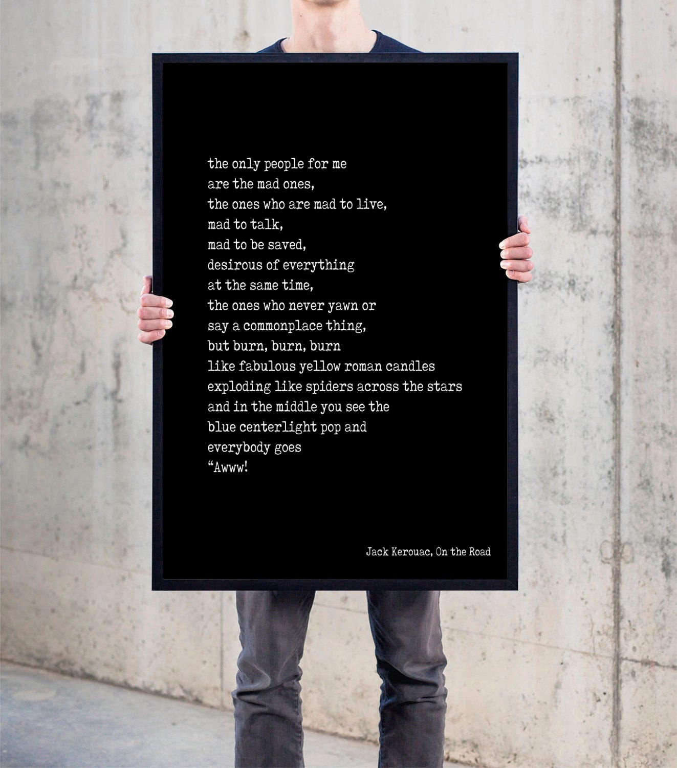 Ready to hang framed art print, 20x16 poem wall decor