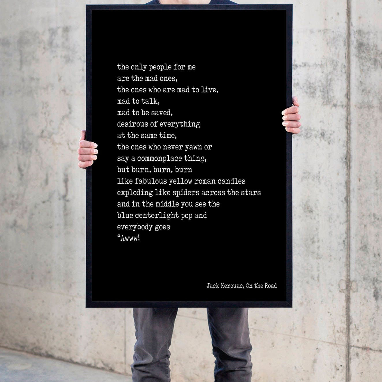 Ready to hang framed art print, 20x16 poem wall decor