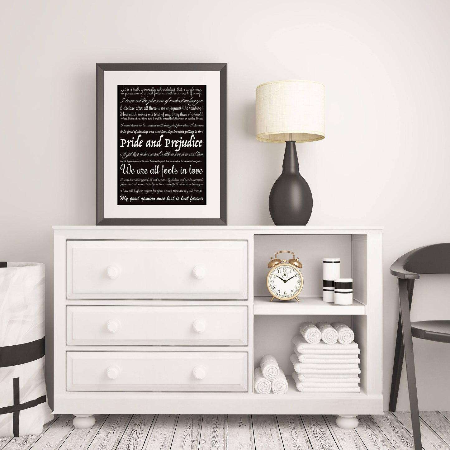 Pride And Prejudice Jane Austen Print For Bedroom Decor, Literary Art Quotes Home Decor