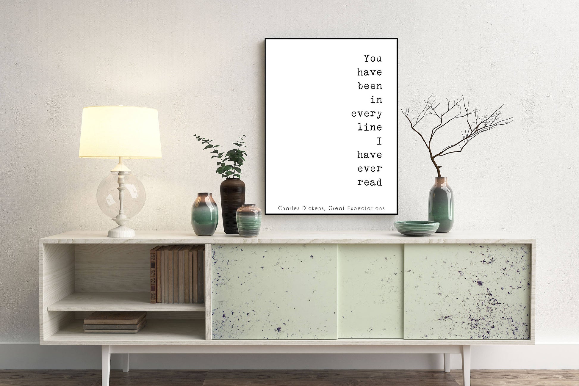 Charles Dickens Romantic Art Print, framed & unframed Quote Print from Great Expectations