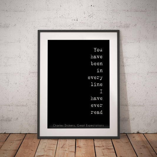 Charles Dickens Romantic Art Print, framed & unframed Quote Print from Great Expectations