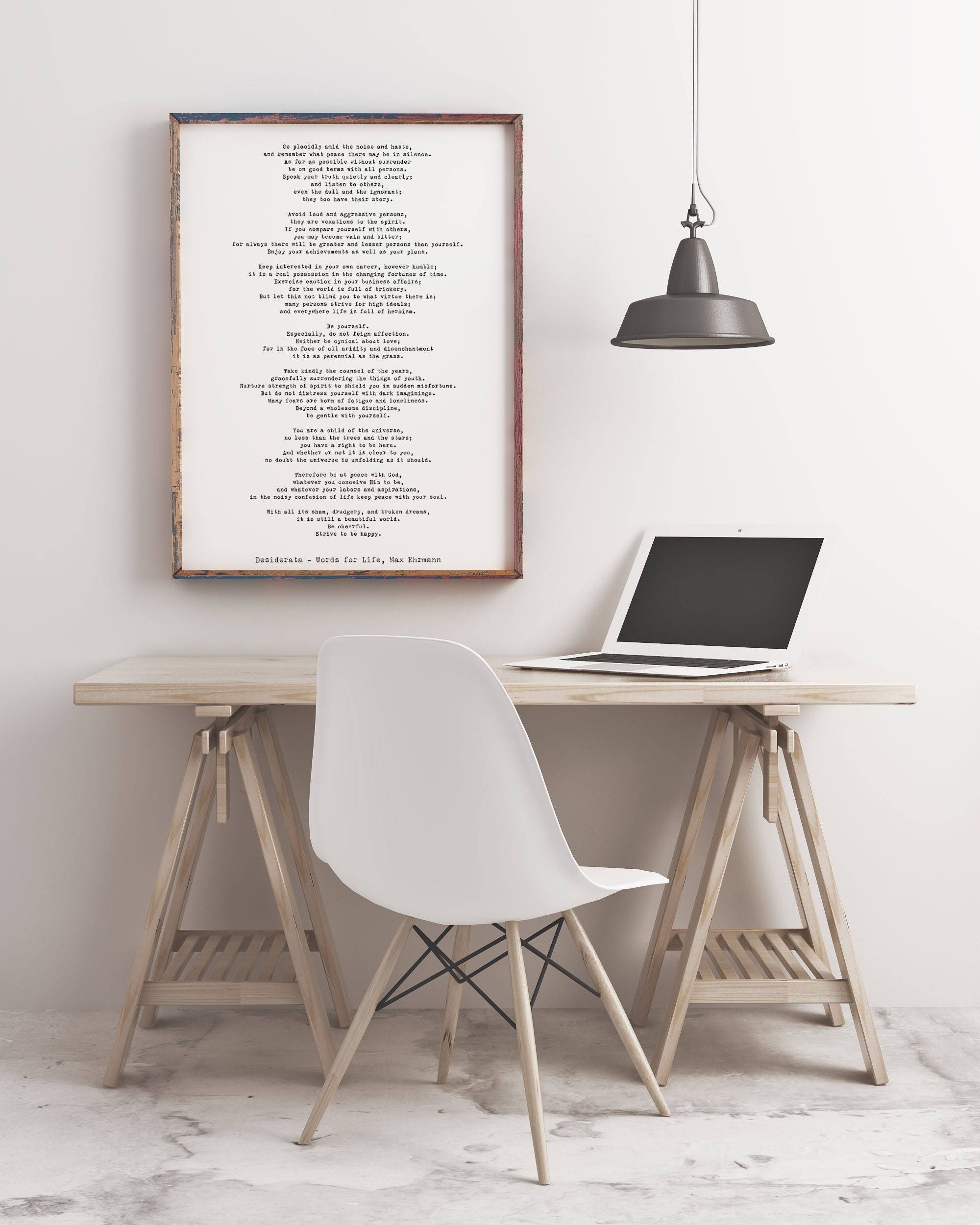 Desiderata Art Print, Max Ehrmann Unframed Inspirational Art in Black & White Unframed and Framed Art