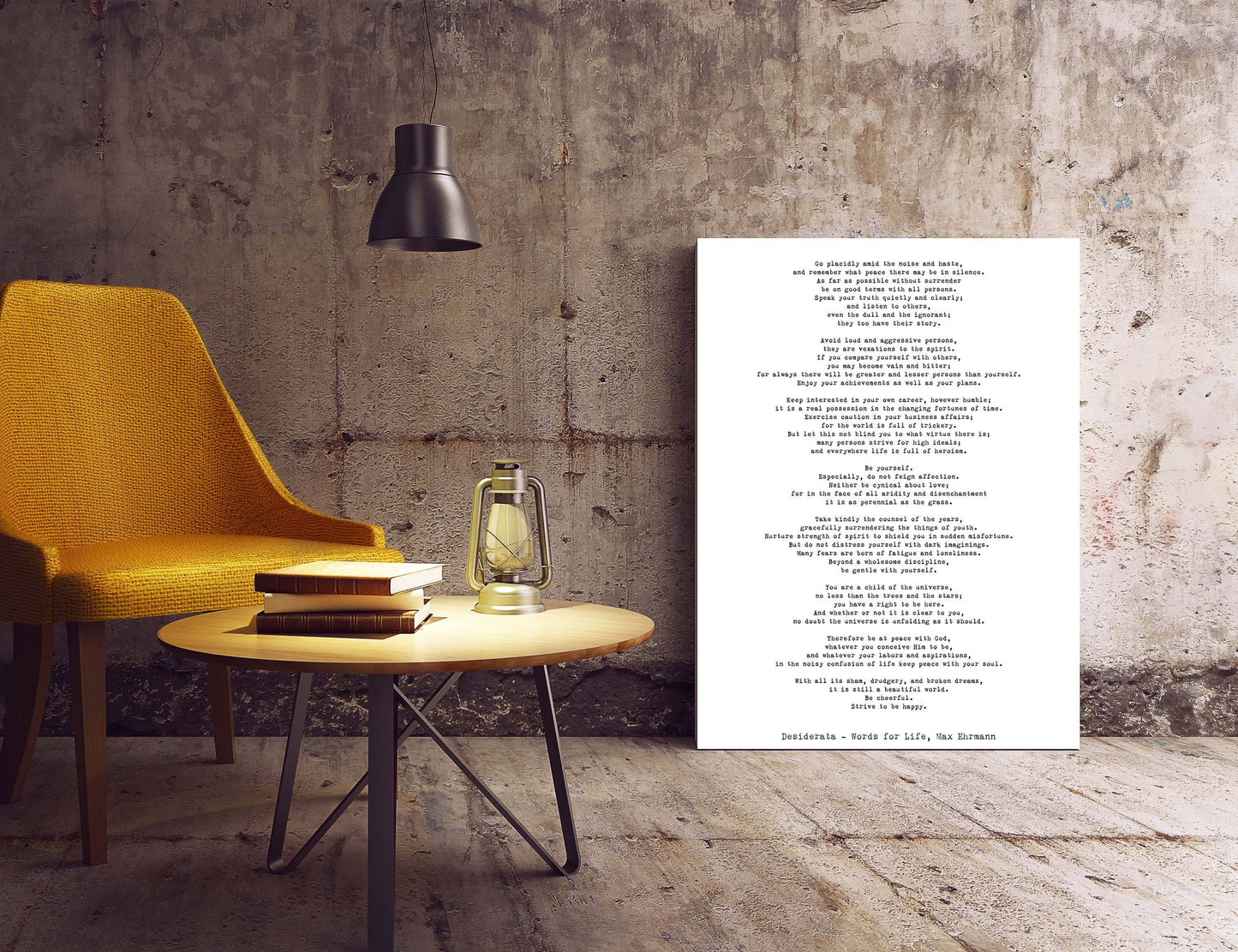 Desiderata Art Print, Max Ehrmann Unframed Inspirational Art in Black & White Unframed and Framed Art