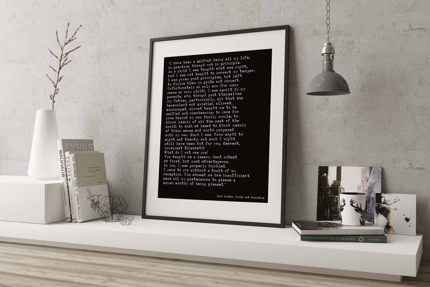 Jane Austen Pride and Prejudice Quote Print | Mr. Darcy Confession Wall Art | Literary Poster | Framed or Unframed Jane Austen Gift