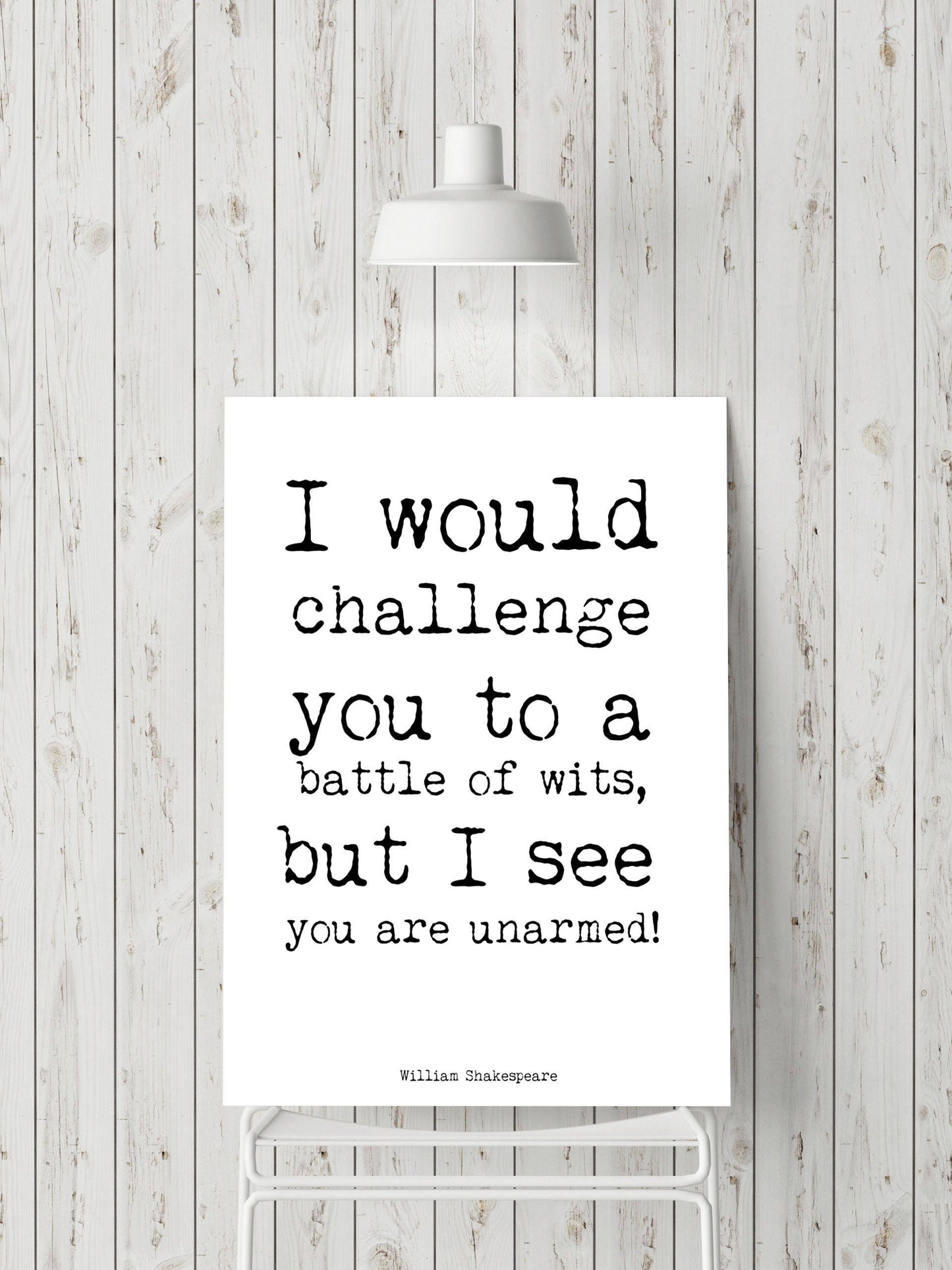 Funny Shakespeare Quote Print – Battle of Wits – Black and White Literary Wall Art