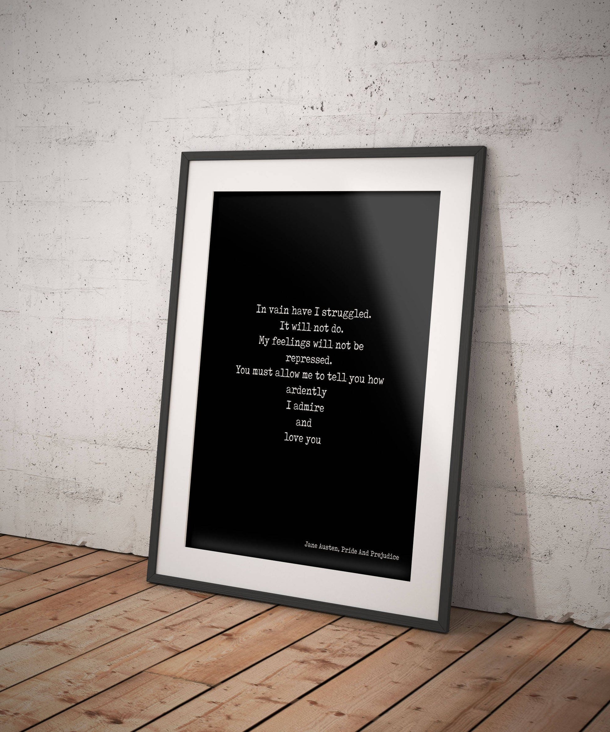 Pride and Prejudice Print, Mr. Darcy Love Quote