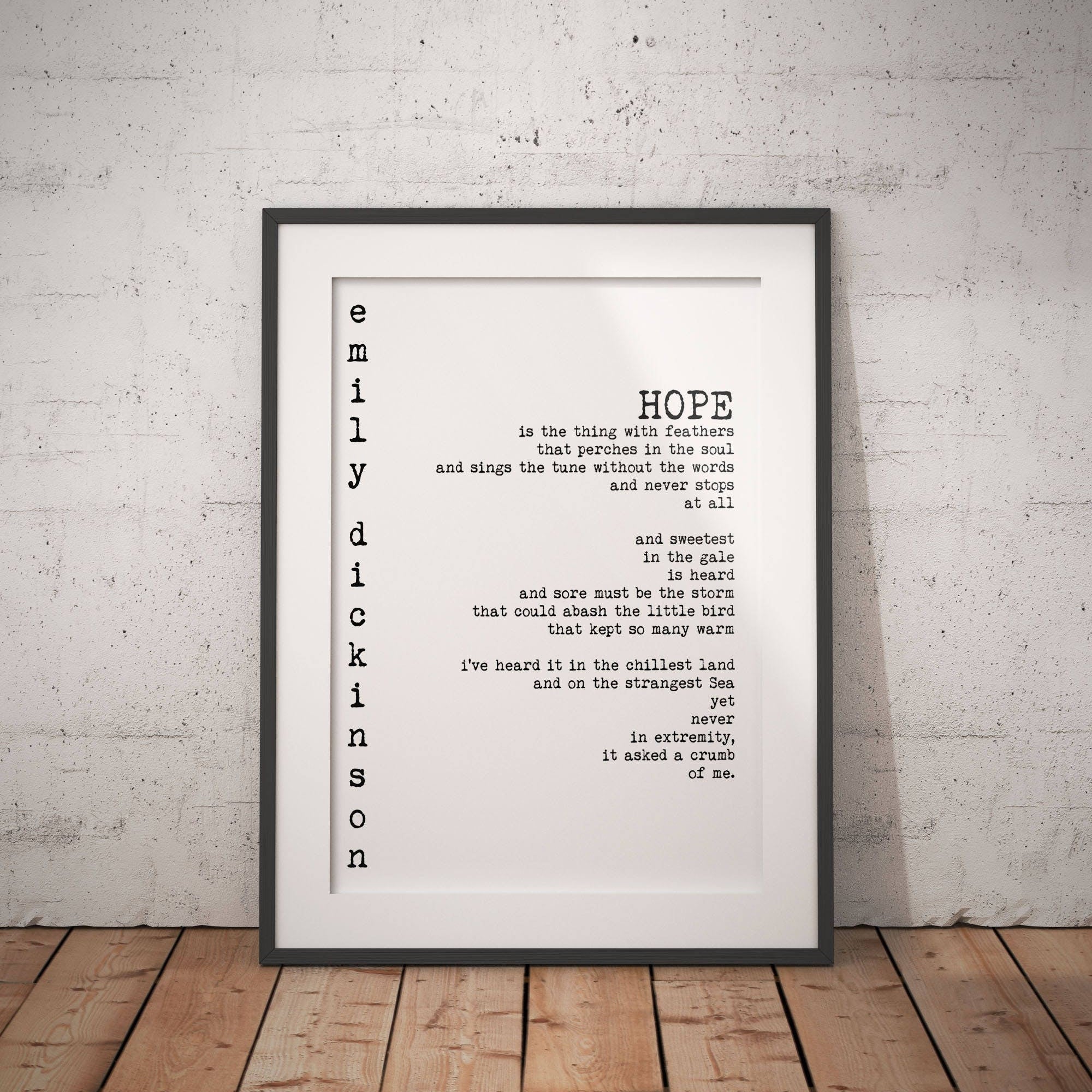 Emily Dickinson Hope Poem Wall Decor, Unframed Literary Quote Print