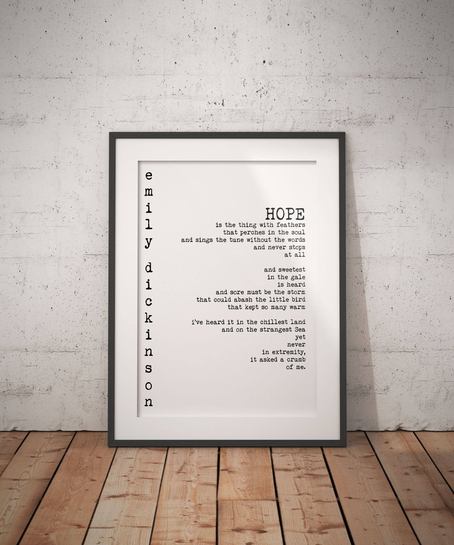 Emily Dickinson Poem Print – “Hope is the Thing with Feathers” Inspirational Poetry Wall Art, Literary Quote Poster