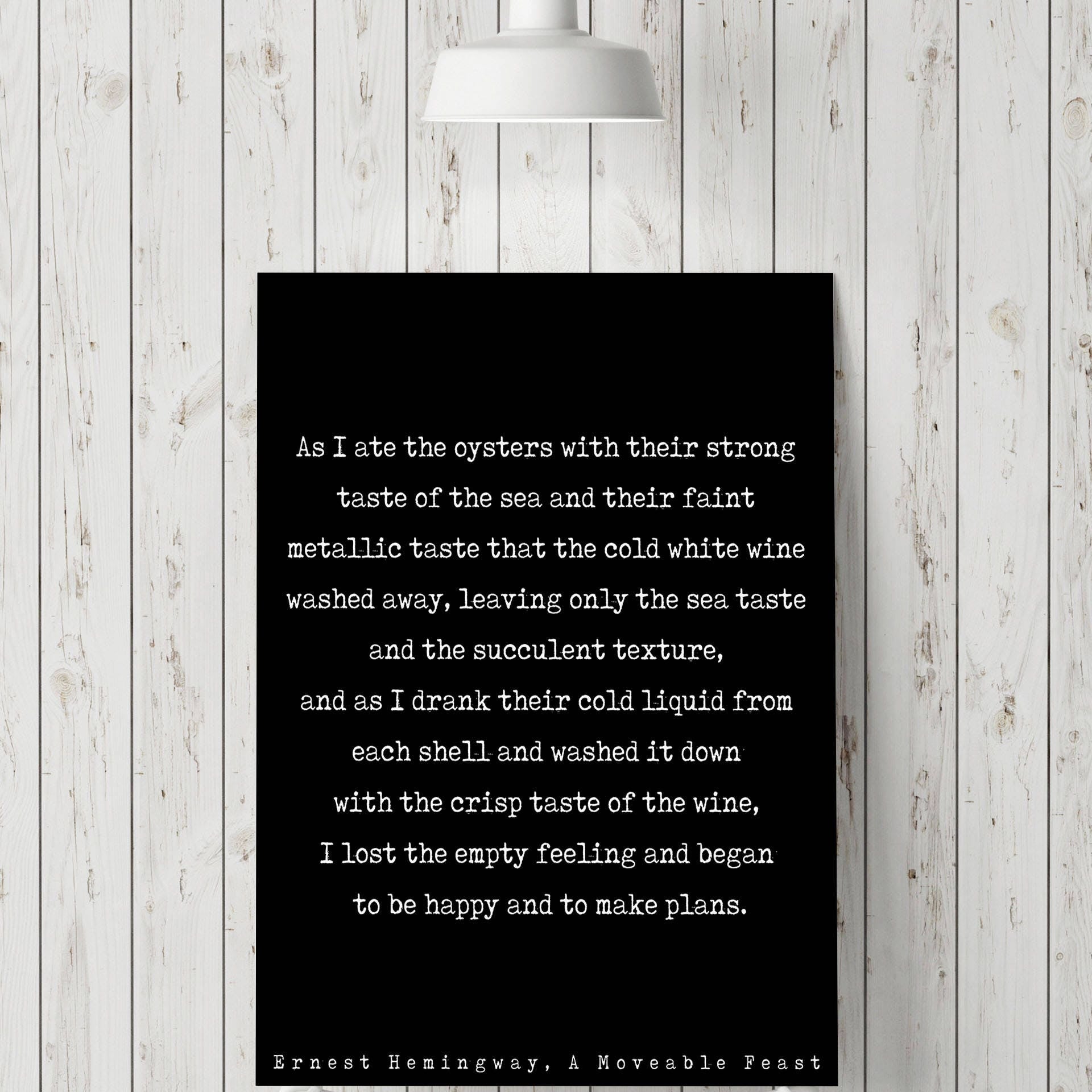 Ernest Hemingway Quote Print, Wine Quotes Poster Print in Black & White from A Moveable Feast Book