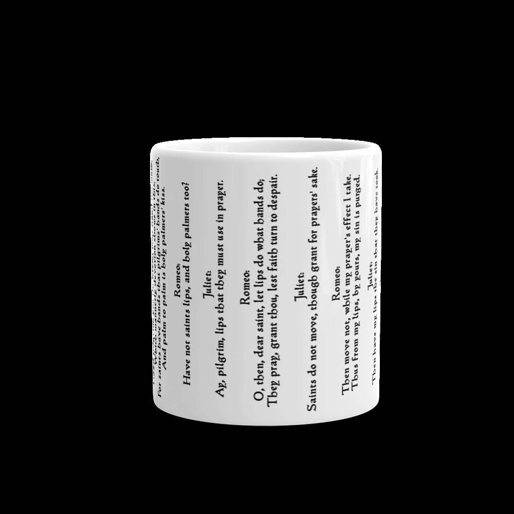Romeo and Juliet Literary Love Mug, Shakespeare Ceramic Coffee Cup 11oz