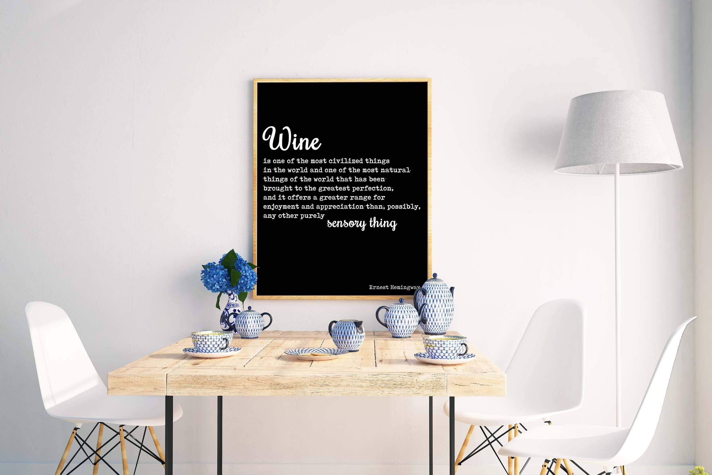 Ernest Hemingway Wine Quote Print Minimalist Literary Wall Art