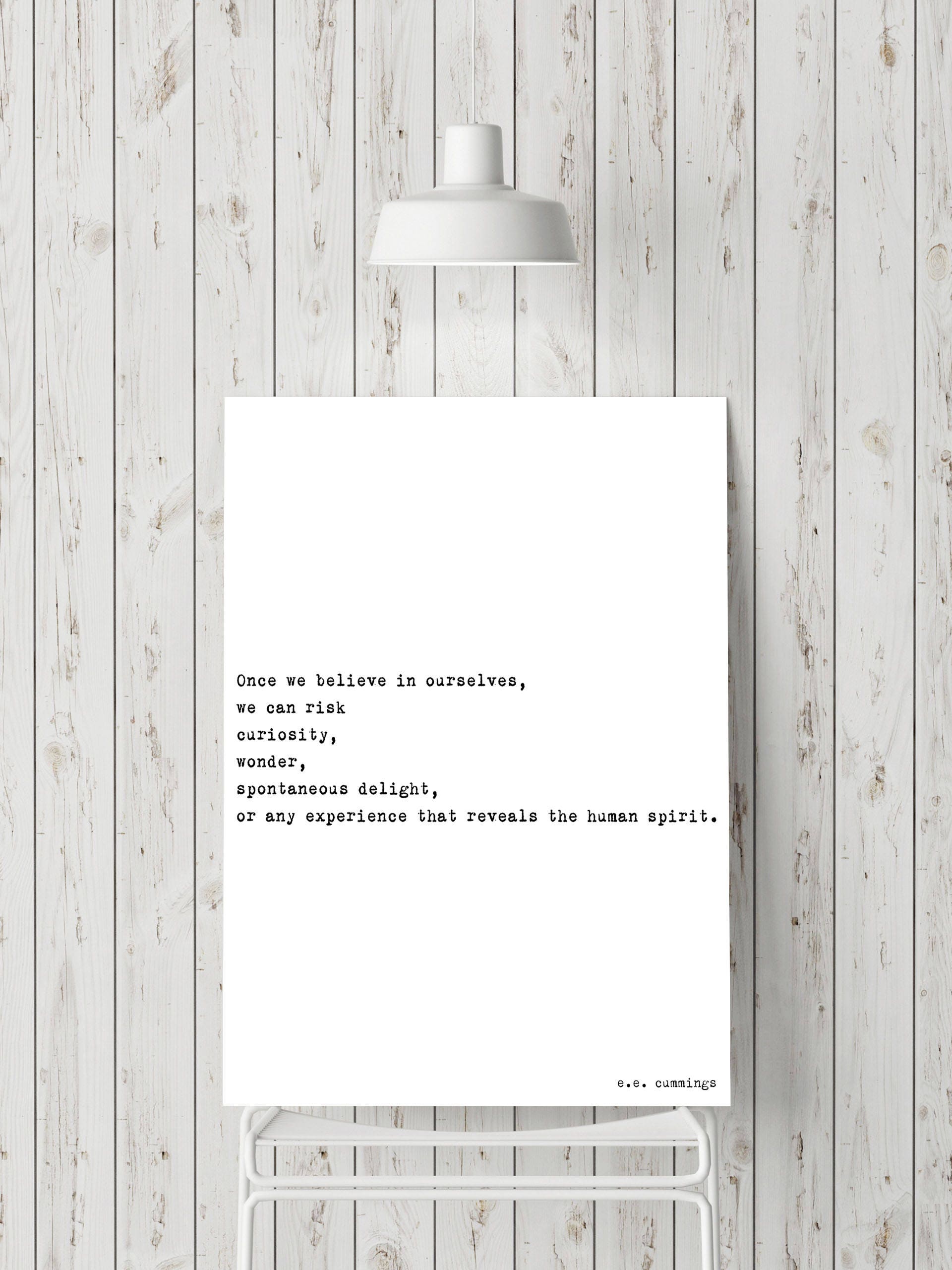 E E Cummings Quote Print Believe In Yourself Curiosity And Wonder Black Or White Inspirational Literary Art Typewriter Style Wall Decor
