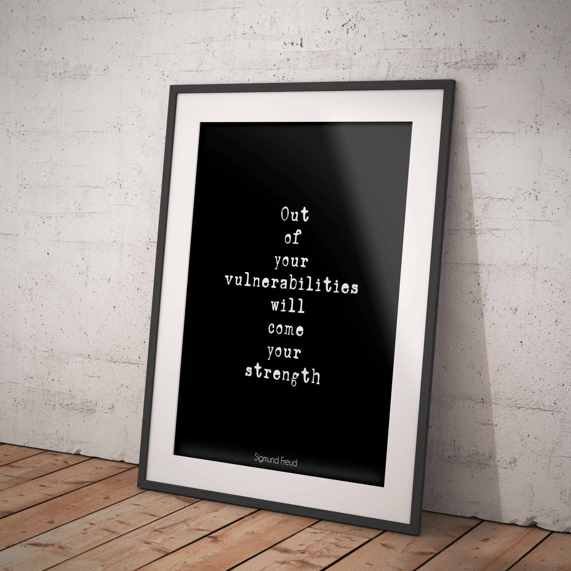 Sigmund Freud Strength Quote, Inspirational Psychology Unframed Framed Wall Art Prints