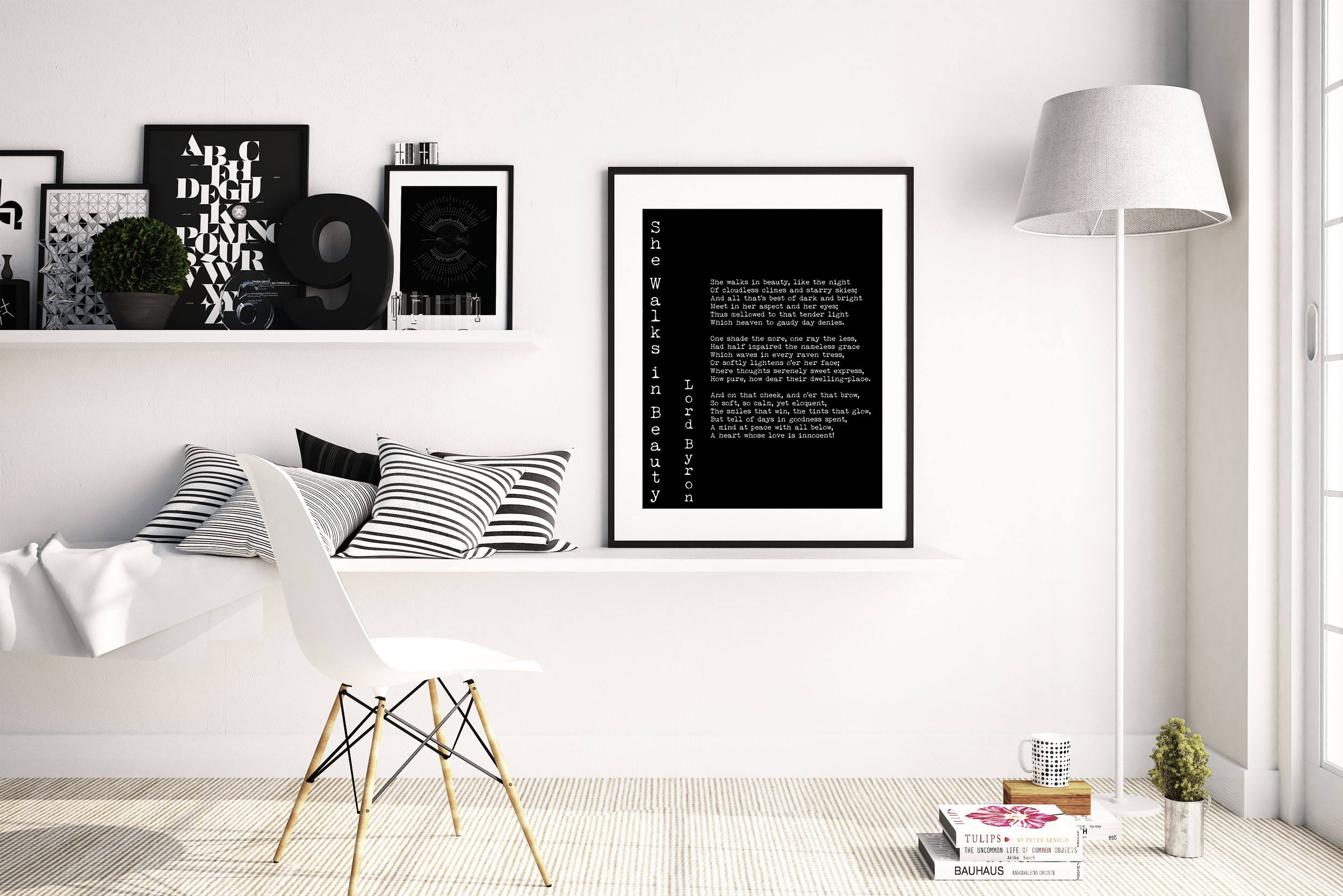 Love Poem Print - Lord Byron She Walks in Beauty Poetry Wall Art