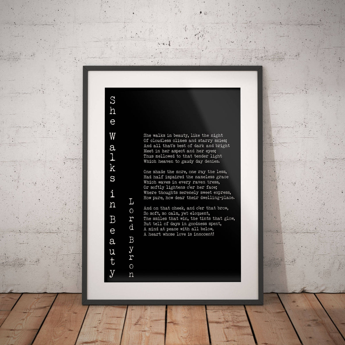 Love Poem Print - Lord Byron She Walks in Beauty Poetry Wall Art