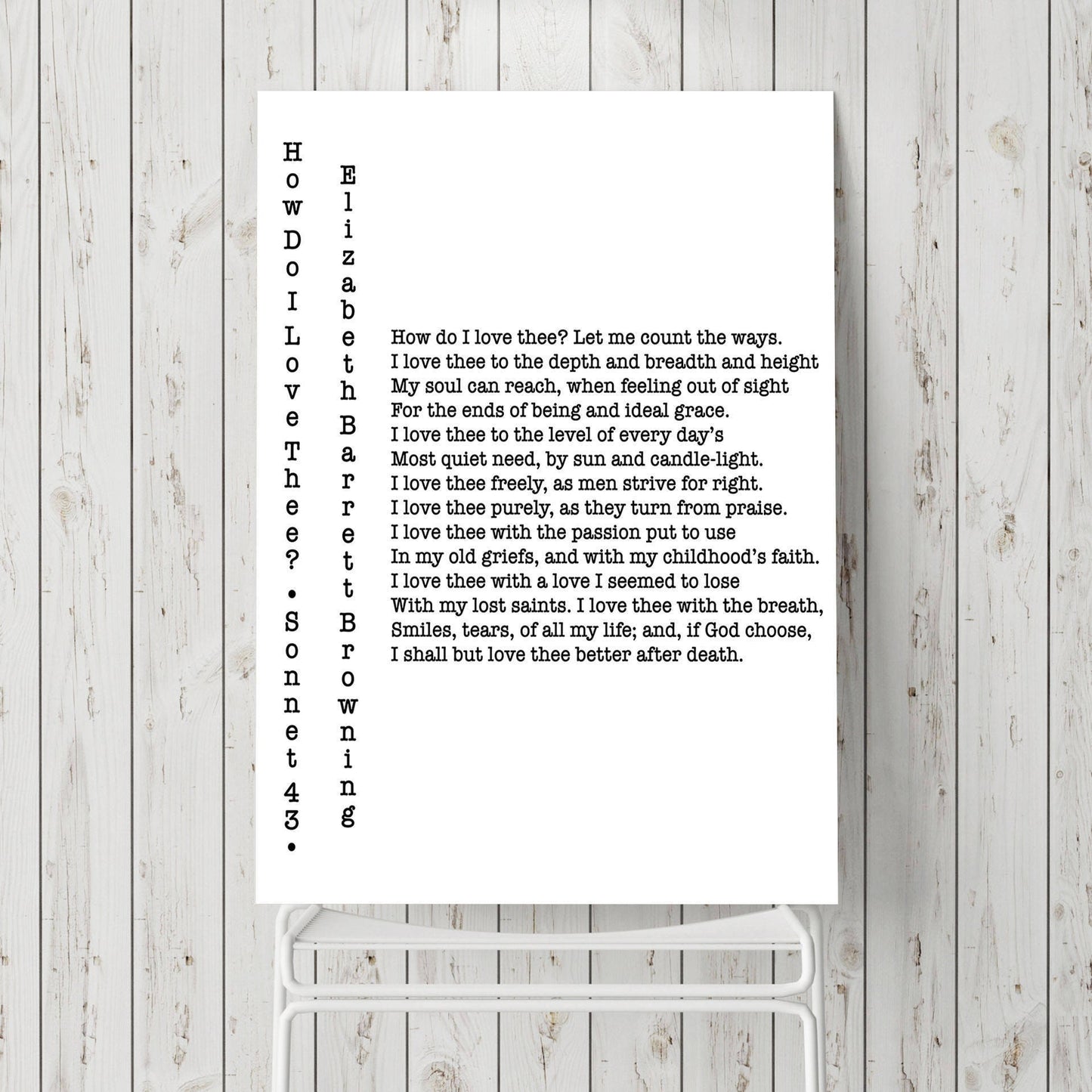 How Do I Love Thee Print – Elizabeth Barrett Browning Sonnet 43 Poetry Wall Art